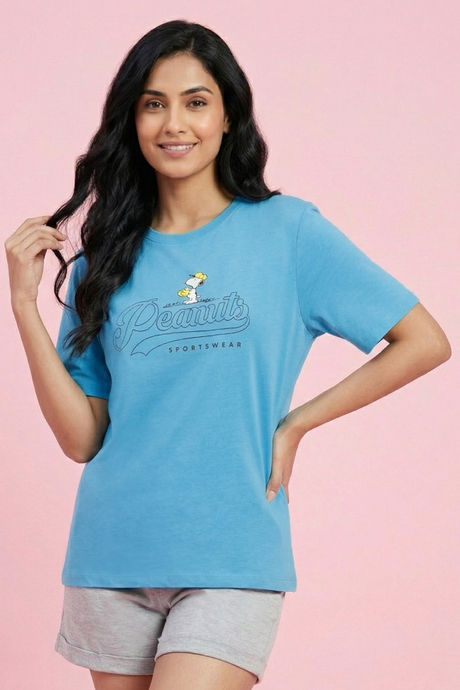 Zivame Peanuts Knit Cotton Loungewear Top - Bachelor Button — image 5